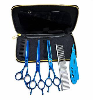 KIT BARBEIRO CABELEIREIRO PENTE NAVALHETE TESOURAS AFIADAS PROSSIONAL AÇO INOX + ESTOJO DIVISÓRIAS