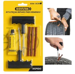 KIT 6 PEÇAS REPARO PNEU REMENDO RAPIDO