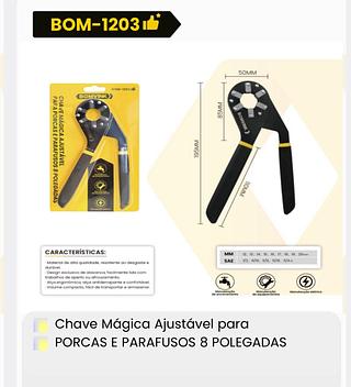 CHAVE MAGICA AJUSTAVEL PARA PORCAS E PARAFUSOS 8 POLEGADAS