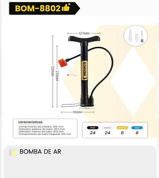 BOMBA DE AR ENCHER BOLA BALAO PNEU BICICLETA MOTO, MULTI BICO