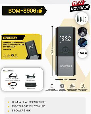 BOMBA DE AR INTELIGENTE CALIBRADOR DE PENEU PORTATIL DIGITAL (00AL)