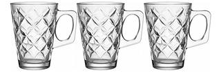 JOGO 3 XÍCARA CANECAS VIDRO P/ CAFÉ, CHÁ LA VIE 230 ML