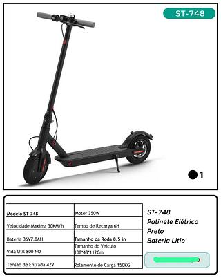 PATINETE ELETRICO COR PRETO